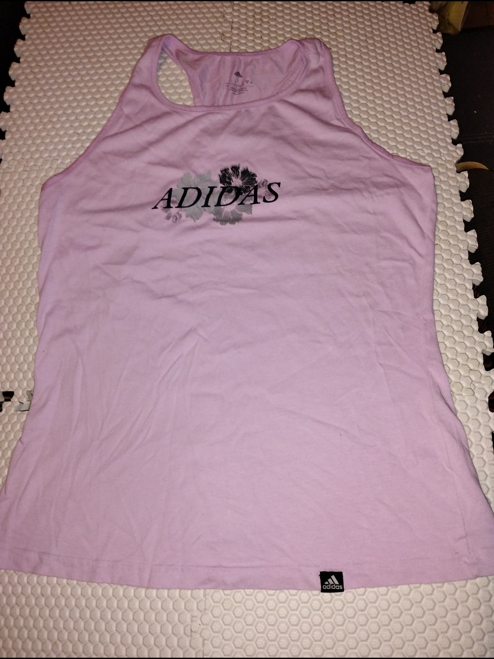 adidas Light Pink Racerback Tank Top with Floral Logo